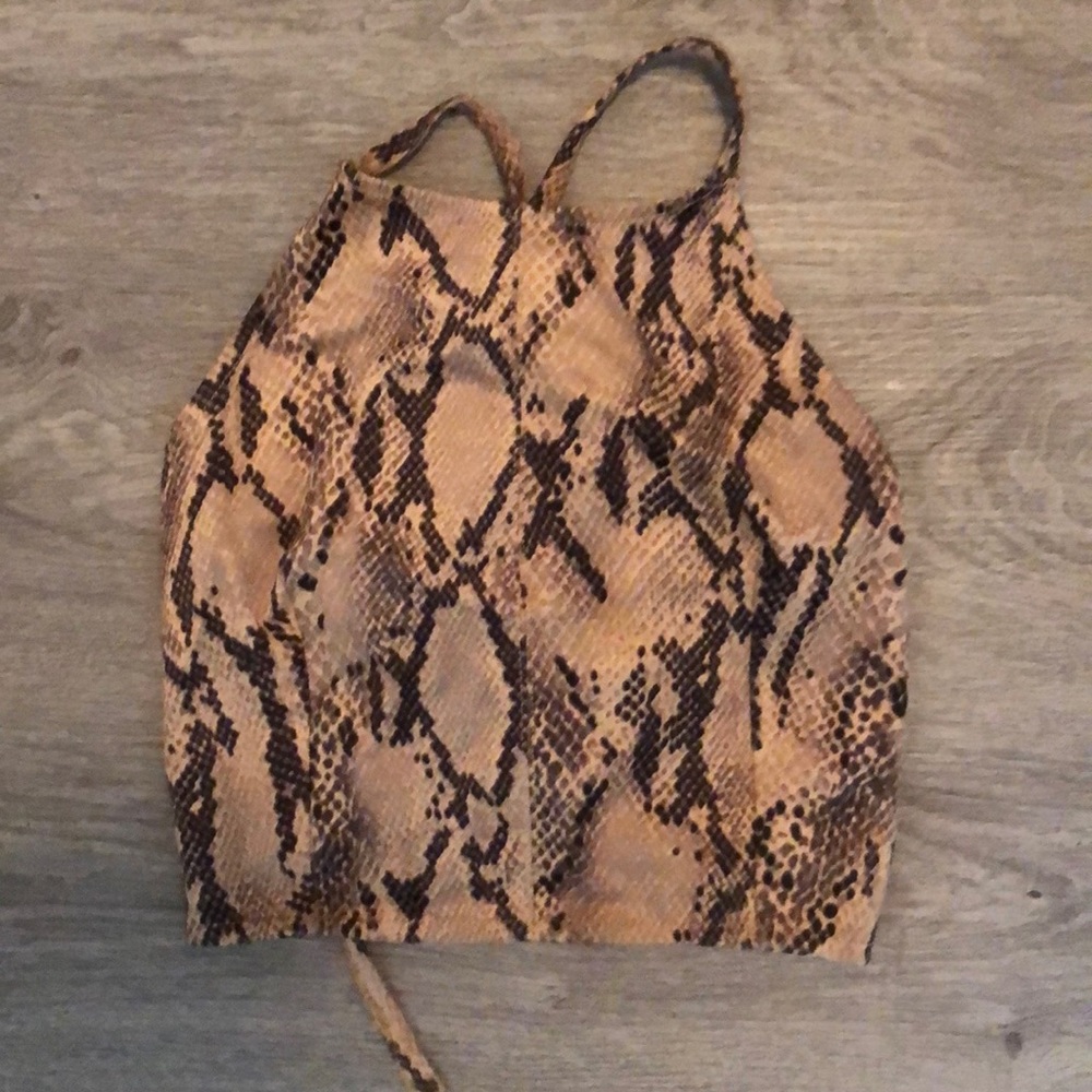 Snakeskin halter top.